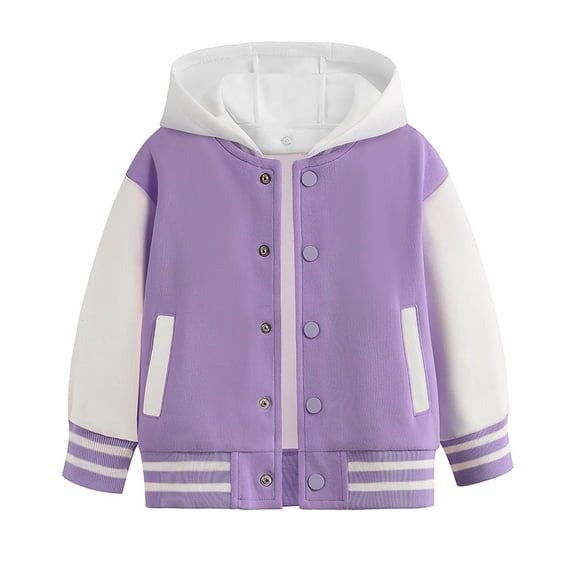 OSOLU Toddler Child Boys Girls Autumn Spring Long Sleeved Color Block Baseball Hooded Coat Tops Jackets Baby Fashionable Dailywear, 2-3 Years