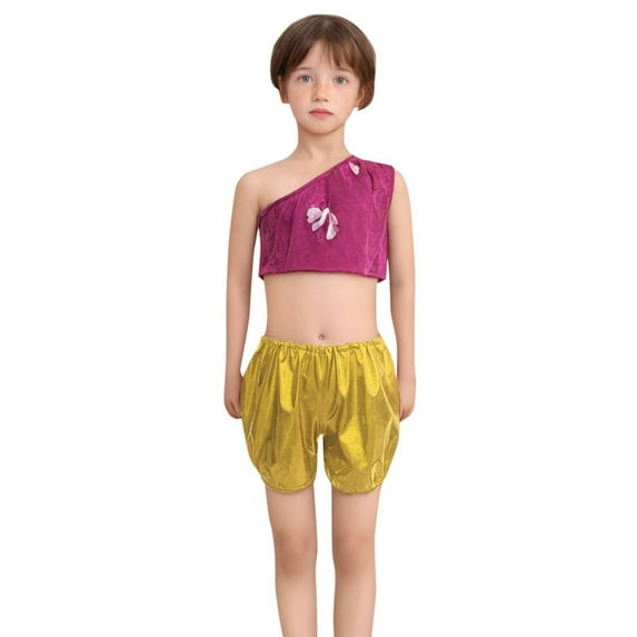 OSOLU Toddler Child Gold Bronzed Loose Shorts Dancing Hot Pants Holiday Dailywear, 10-12Years