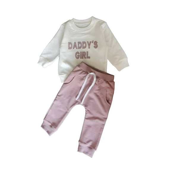 OSOLU Toddler Child Letter Printed Sweatshirt Boys Girls Long Sleeve Crew Neck Tops Autumn Casual Loose Pullover Two Piece Dress Baby Trendy Dailywear, 3-6 Months