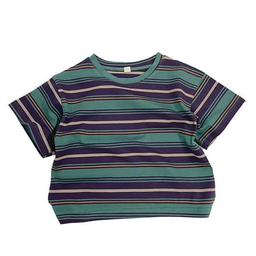 OSOLU Toddler Child Unisex T-Shirts Boys Girls Striped Casual T Shirt Tee Tops Baby Holiday Dailywear, 6-12 Months