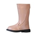 thumbnail image 1 of OSOLU Toddler Fashion Fall Winter Girls Mid Calf Boots Flat Bottom Thick Soles Non- Plush Warm Solid Color Side Zippers Baby Soft Shoes, 5-5.5 Years, 1 of 6