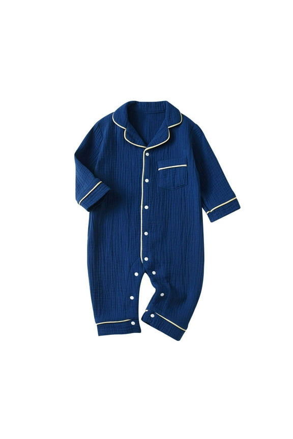 Toddler Girl Boy Pajamas Romper Button Up Pajamas Footie Pj's Jumpsuit Onesie One-Pieces Newborn Trendy Nightwear, 12-18 Months