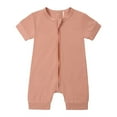 thumbnail image 1 of OSOLU Toddler Girls Boys Rompers Pajamas Zipper Short Sleeve Sleeper Jumpsuit Onesie Relaxed Fit Nightwear, 0-3 Months, 1 of 2