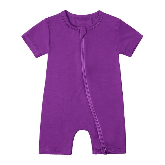 OSOLU Toddler Girls Boys Rompers Pajamas Zipper Short Sleeve Sleeper Jumpsuit Onesie Versatile Nightwear, 0-3 Months