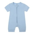 thumbnail image 1 of OSOLU Toddler Girls Boys Rompers Pajamas Zipper Short Sleeve Sleeper Jumpsuit Onesie Breathable Nightwear, 6-12 Months, 1 of 2