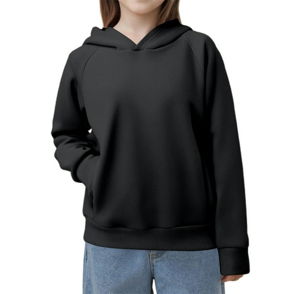 OSOLU Toddler Girls Casual Pullover Sweatshirt Solid Color For Kids Comfortable Athletic Hoodie Baby Cute Dailywear, 5-6 Years