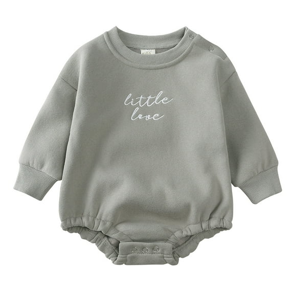OSOLU Toddler Girls Long Sleeve Pullover Letter Printing Sweatshirt Bodysuits Romper Baby Fashionable Dailywear, 9-12 Months