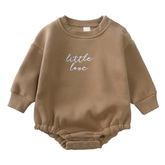 OSOLU Toddler Girls Long Sleeve Pullover Letter Printing Sweatshirt Bodysuits Romper Soft Dailywear, 6-9 Months