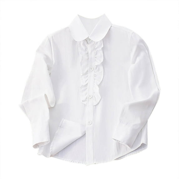 OSOLU Toddler Girls Long Sleeve Shirt Girls School Uniformss Shirts Cozy Dailywear, 4-5 Years