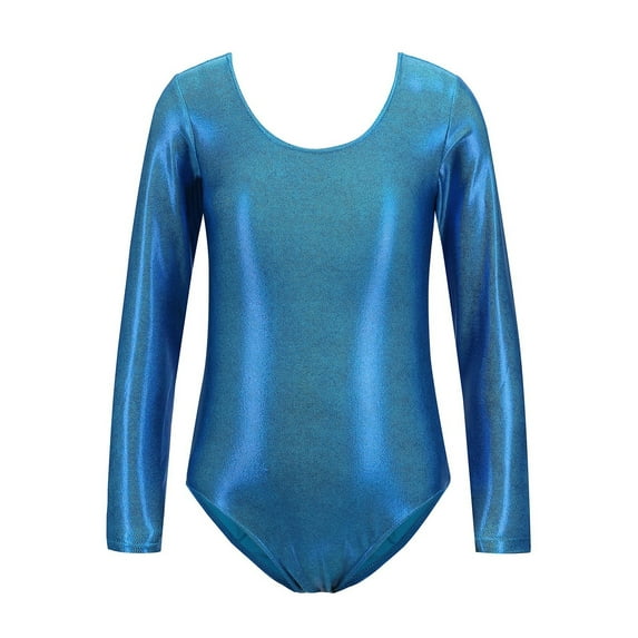 OSOLU Toddler Girls Long Sleeved Gymnastics Leotards Shiny Dance Leotard Ballet Leotard Classic Ballet Yoga Leotard Bodysuit Gymnastics Suit Baby Cozy Dailywear, 6-7 Years
