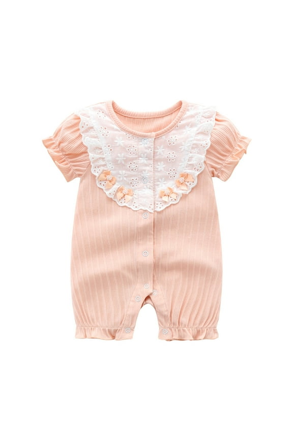 Toddler Girls Print Spring Summer Short Sleeve Tulle Romper Jumpsuit Onesie One-Pieces Leisure Dailywear, 6-9 Months