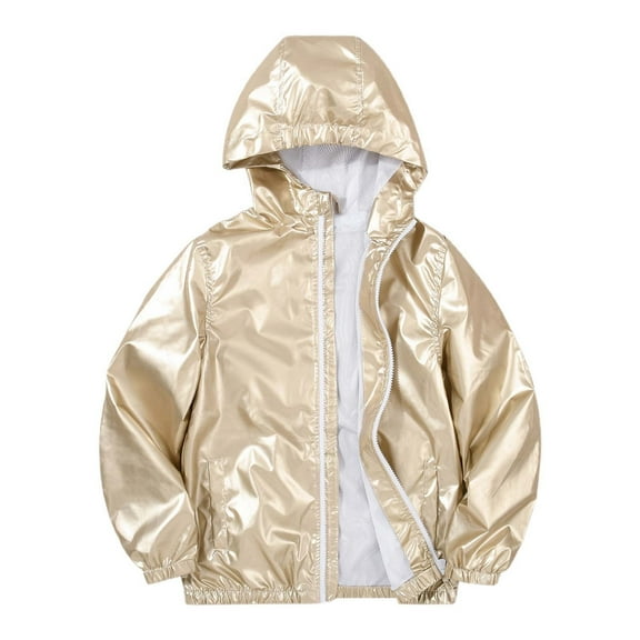 OSOLU Toddler Girls Rain Jacket Lightweight Windbreaker Coat With Hood Baby Cute Dailywear, 14