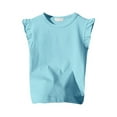 thumbnail image 1 of OSOLU Toddler Girls Ruffle Sleeve T Shirt Solid Color Vest Girls Basic Short Sleeve T-Shirts Cute Dailywear, 3-4 Years, 1 of 3