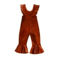 thumbnail image 1 of OSOLU Toddler Girls Ruffles Fly Sleeve Solid Color Romper Bell Bottoms Flare Jumpsuit Onesie Baby Soft Dailywear, 6-12 Months, 1 of 6