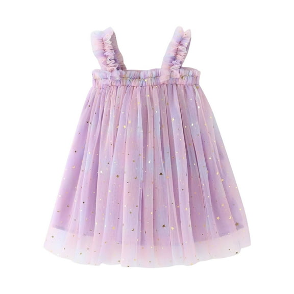 OSOLU Toddler Girls Sleeveless Star Moon Princess Dress Dance Party Dresses Sundress Breathable Dailywear, 5-6 Years