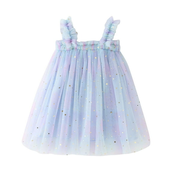 OSOLU Toddler Girls Sleeveless Star Moon Princess Dress Dance Party Dresses Sundress Newborn Fashionable Dailywear, 4-5 Years