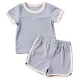 thumbnail image 1 of OSOLU Toddler Girls Summer Clothes Kids Outfit Short Sleeve Crop Tops ï¼ Shorts Set Kids Sports Tracksuit Cute Dailywear, 5-6 Years, 1 of 8