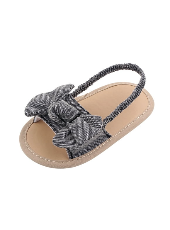 Toddler Kids Girls Bowknot The Floor Barefoot Non- First Walkers Prewalker Sandals 0-18M Trendy Shoes, 12-18 Months