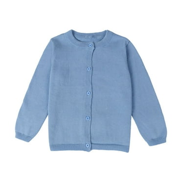 OSOLU Toddler Kids Girls Cardigan Long Sleeve Kid Button Sweater Girl Crew Neck Cardigans Sweater Classic Dailywear, 4Y