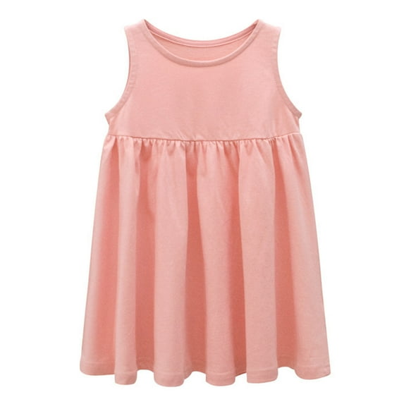 OSOLU Toddler Kids Girls Sleeveless Casual A-Line Twirly Skater Dress For School Party Princess Dresses Newborn Trendy Dailywear, 18-24 Months