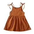 thumbnail image 1 of OSOLU Toddler Kids Girls Solid Color Cotton Linen Pockets Sleeveless Beach Straps Dress Princess Clothes Infants Breathable Dailywear, 4-5 Years, 1 of 5