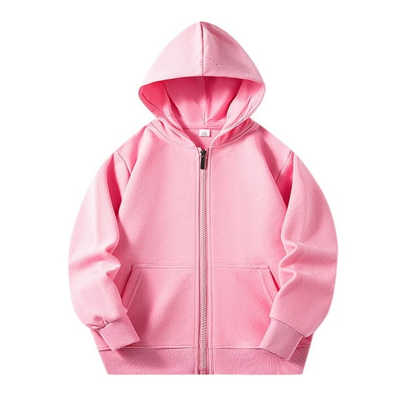 OSOLU Toddler Kids Long Sleeve Solid Color Zipper Hoodies Sweatshirts Tops Children Unisex Soft Pullover With Pocket Breathable Dailywear, 5-6 Years