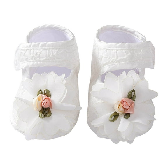 OSOLU Toddler Shoes Fashionable Floral Cute Flower Decoration Hook Loop Lightweight Walking Shoes Baby Classic Footwear, 0-6 Months