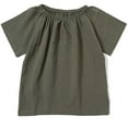 thumbnail image 1 of OSOLU Toddler Summer Clothing Girls Crew Neck Plain Color And Linen T Shirt With Pure Texture Comfortable And Breathable T-Shirts Short Sleeved T Shirt Tee Breathable Dailywear, 5-6 Years, 1 of 3