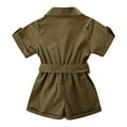 thumbnail image 1 of OSOLU Toddler Summer Girl Short Sleeve Stylish Cargo Jumpsuit Onesie Baby Fashionable Dailywear, 2-3 Years, 1 of 9