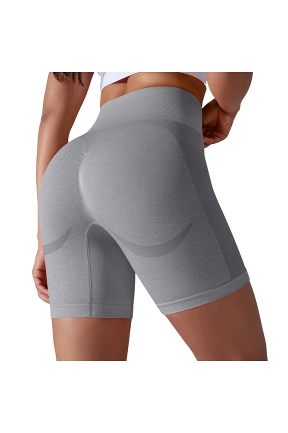 Women Border High Waist Push Up Tight Fitting Breathable Yoga Shorts Running And Fitness Shorts Stretchy Running Joggers Sports Soft Tummy Control Workout Athletic Gym Bottoms Grey L