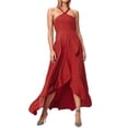thumbnail image 1 of OSOLU Women Casual Dress Flowy Summer Party Dress With Ruffled Straps Elegant Solid Color Daily Wear Comfortable Fit Soft Sundress Vacation 2025 Elegant Classy Dresses, 1 of 5