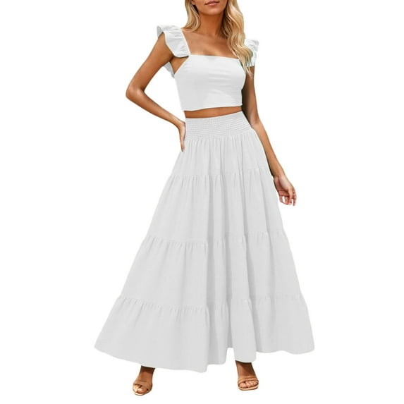OSOLU Women Casual Dress Flutter Sleeve Solid Color Vacation Dresses Spring Fall Layering Comfortable Daily Wear Fashionable Sundress Dresses For Women 2025 Elegant Classy