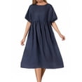 thumbnail image 1 of OSOLU Women Casual Dress Short Sleeve O-Neck Basic Solid Color Everyday Summer Spring Dresses Stylish Sundress Dresses For Women 2025 Elegant Classy, 1 of 3