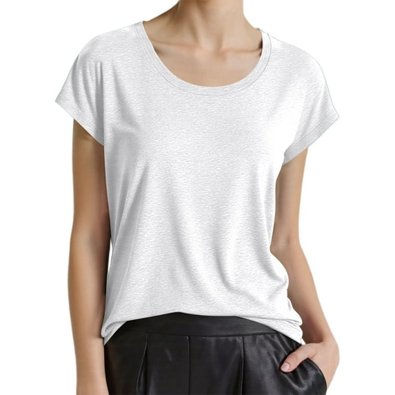 OSOLU Women Casual O-Neck Batwing Sleeve Solid Color T-Shirt Tshirts Tee For Summer Fall Cozy Dailywear