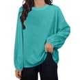thumbnail image 1 of OSOLU Women Casual Solid Color Loose Crew Neck Drop Shoulder Long Sleeve TShirt Tops Versatile Dailywear, 1 of 5