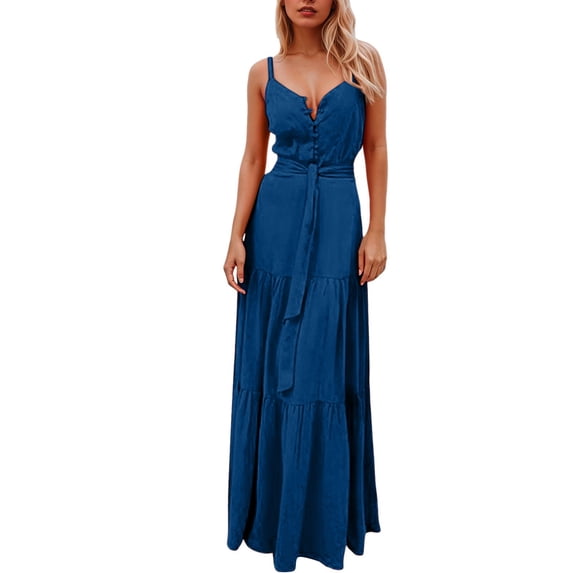 OSOLU Women Casual V-Neck Dress Flowy Comfortable Everyday Wear Spring Summer Dresses Stylish Solid Color Soft Sundress Vacation 2025 Elegant Classy Dresses