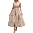 thumbnail image 1 of OSOLU Women Casual V-Neck Sleeveless Dress Basic Solid Color Everyday Summer Spring Dresses Styling Holiday Hawaiian Flowy Sundress, 1 of 5