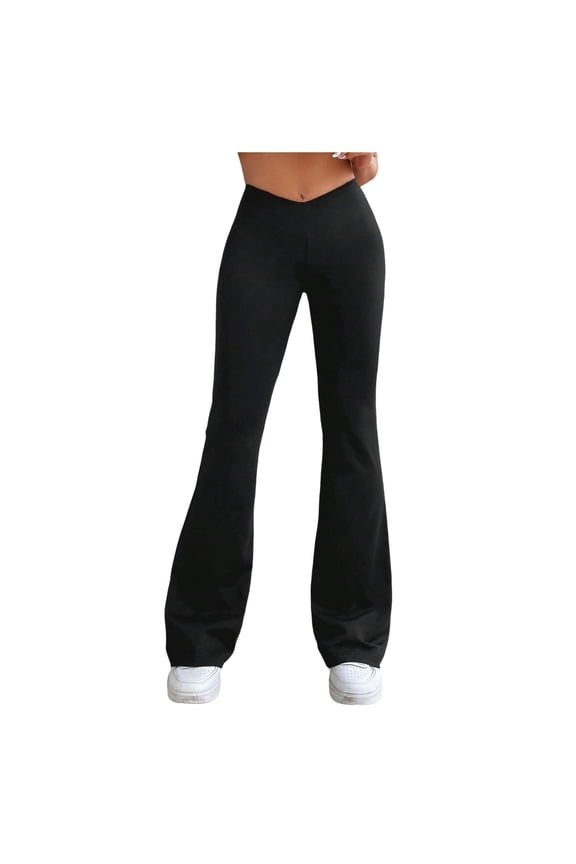 Women Fashion Solid Color Strappy Hem Trousers Sporty Gym Athletic Fit Jogger Pants Daily Relaxed Fit Breathable Workout Training Joggers Bottoms