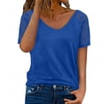 thumbnail image 1 of OSOLU Women Fashion V-Neck Solid Color Short Sleeve Casual Loose T-Shirt Tshirts Tee For Women Classic Women Tops Dressy Casual, 1 of 4