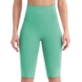 thumbnail image 1 of OSOLU Women High Waist Tight Sports Elastic Solid Color Fitness Yoga Knee Length Pants Workout Stretchy Running Tummy Control Joggers Bottoms Mint Green XXL, 1 of 5
