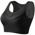 thumbnail image 1 of OSOLU Women Hollow Back Yoga Vest Fixed Chest Pad Style Wireless Gathered Sports Bra Workout Sports High Support Comfortable Bralettes Black XL, 1 of 2