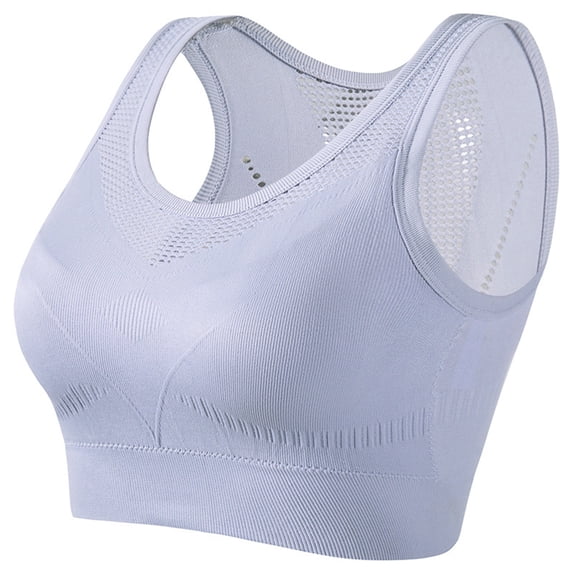 OSOLU Women Hollow Back Yoga Vest Fixed Chest Pad Style Wireless Gathered Sports Bra Workout Sports High Support Comfortable Bralettes Blue M