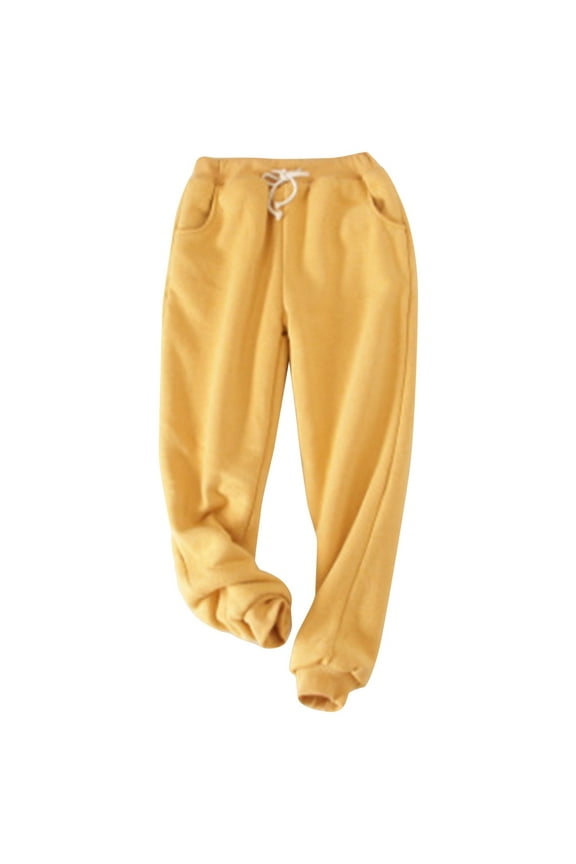 Women Ladies Solid Color Big Yard Filling Loose Thickening Show Thin Warm Pants Trousers Daily Relaxed Fit Breathable Bottoms