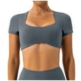thumbnail image 1 of OSOLU Women Short Sleeve Crop Tops Yoga T-Shirt Tshirts Tee Bare Feel Solid Color For Running & Fitness Holiday Dailywear, 1 of 5