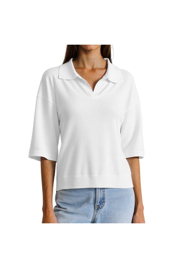 Women Solid Color Casual Knitted Short Sleeve Tops Loose Fit Tee Shirts Comfort Dailywear