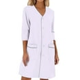 thumbnail image 1 of OSOLU Women Solid Color Loose Short Sleeve White Lab Coat Stylish Dailywear, 1 of 3