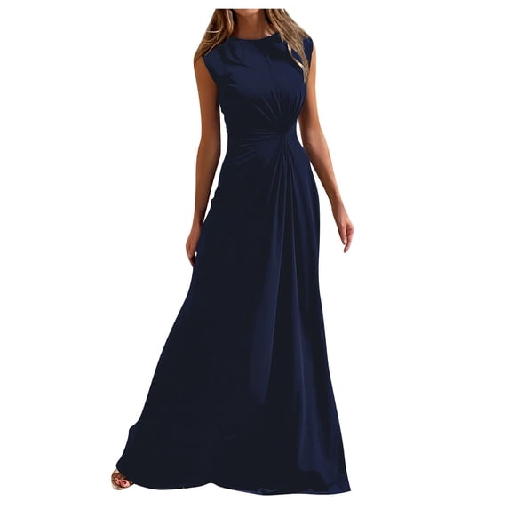 OSOLU Women Solid Color O-Neck Long Sleeve Patchwork Long Skirt Fashionable Comfortable Lovely Skirts