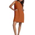 thumbnail image 1 of OSOLU Women Solid Color Short Sleeve V-Neck Dress Large Swing Dresses Summer Casual Skirt Leisure Women Tops Dressy Casual, 1 of 4