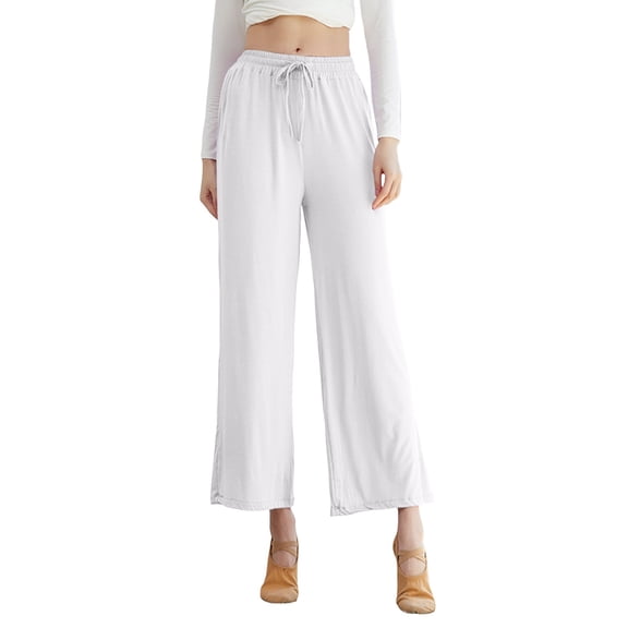 OSOLU Women Solid Color Wide Leg Pants High Waist Straight Vertical Vertical Stretch Modern Dance Training Pants Classical Dance Pants Yoga Pants Trousers Fashionable Classic Leisure Bottoms