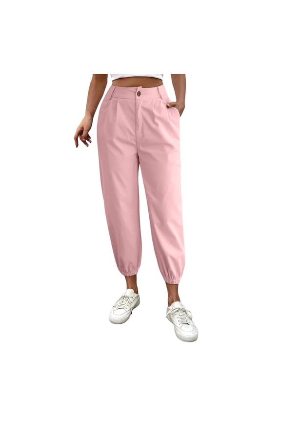 Women Solid Color Zipper Slacks With Angled Pockets Everyday Comfort Versatile Workout Training Joggers Bottoms